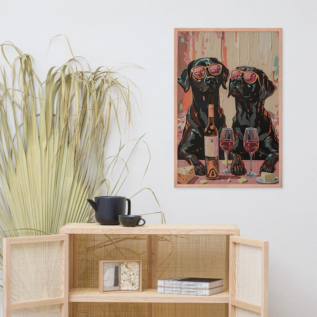 Labrador Oil Painting Style Wall Art displayed in a modern room, ideal funny kitchen art accent for labrador poster