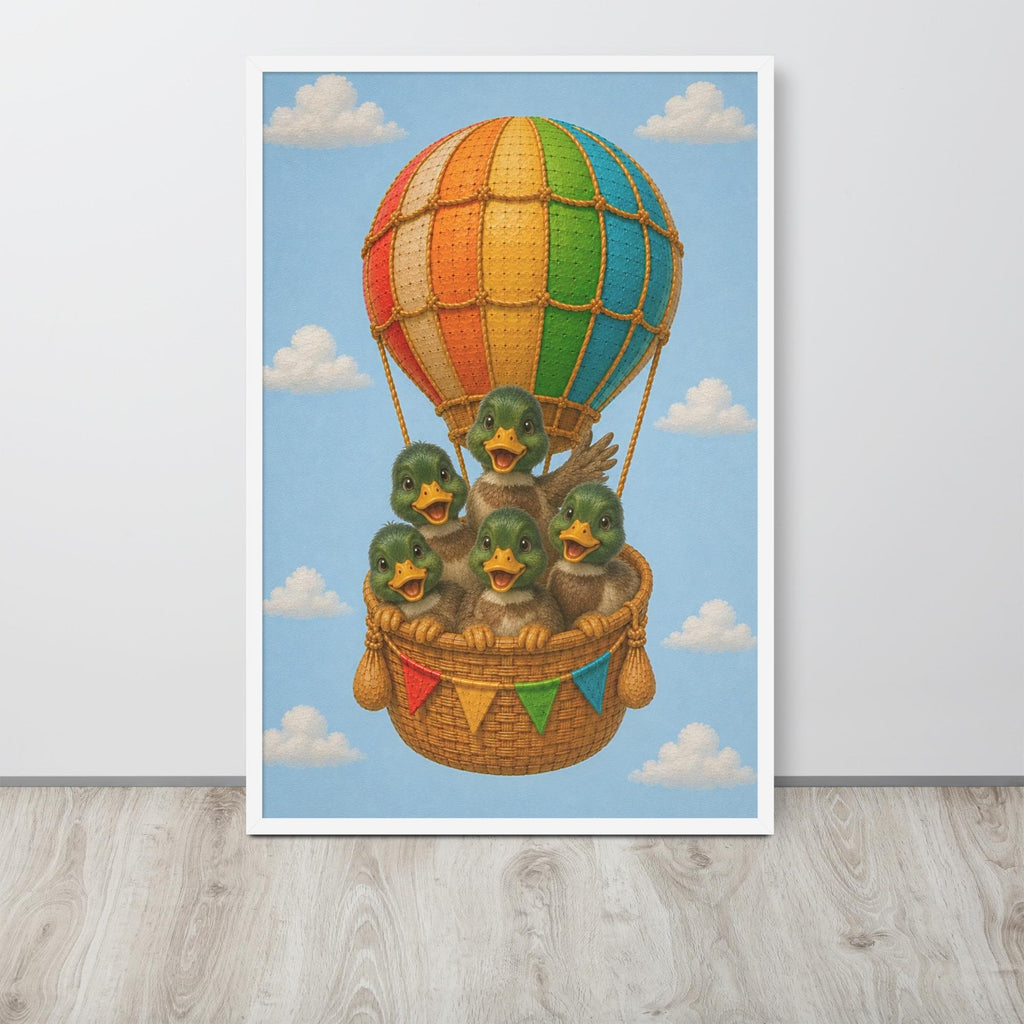 Mallard Ducks Hot Air Balloon Nursery Wall Art mockup highlighting duck nursery decor and mallard duck nursery style