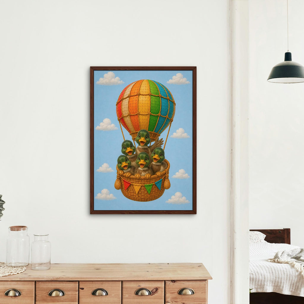 Mallard Ducks Hot Air Balloon Nursery Wall Art featuring balloon nursery art, perfect mallard air balloon for home decor