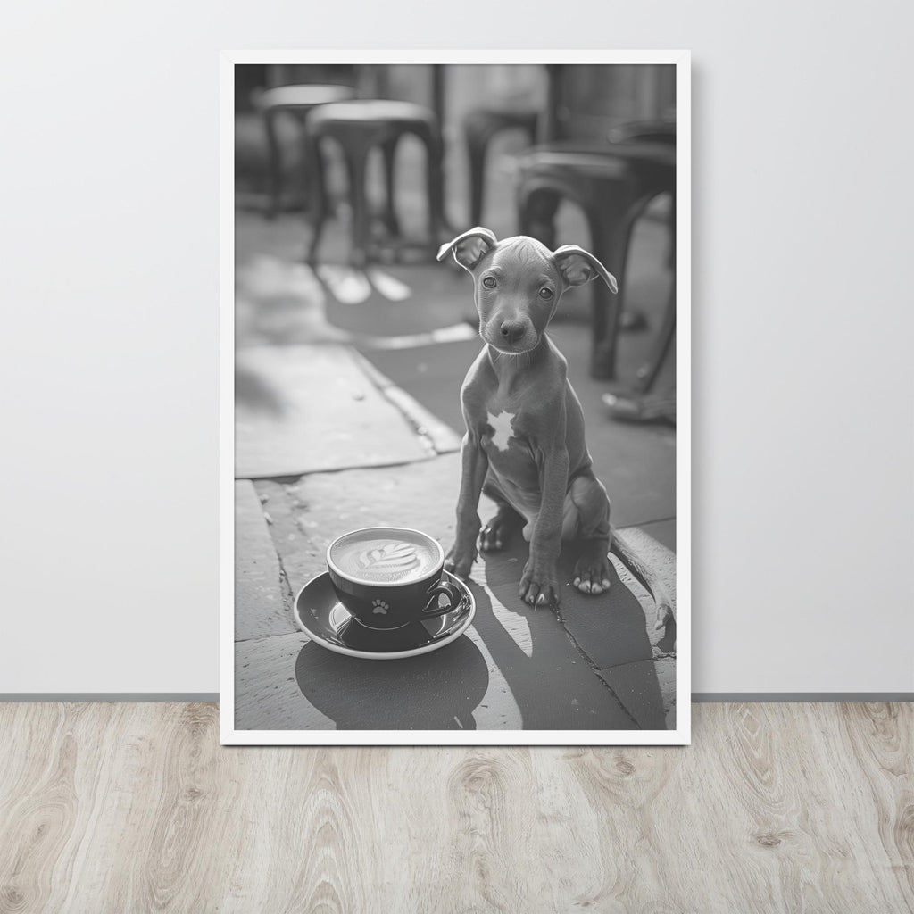 Italian Greyhound Black & White Print hanging as puppy print decor with a dog wall art look