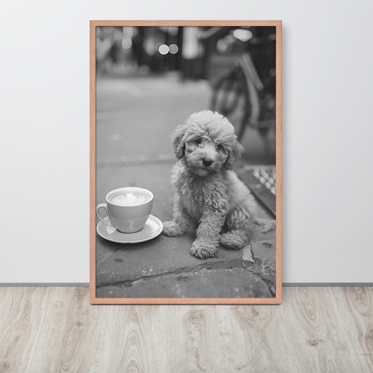 Poodle Puppy Black & White Print with dog photography details, curated for poodle wall art interiors
