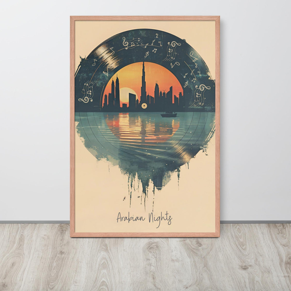 Music Vinyl Art Print mockup highlighting dubai print and vinyl art style