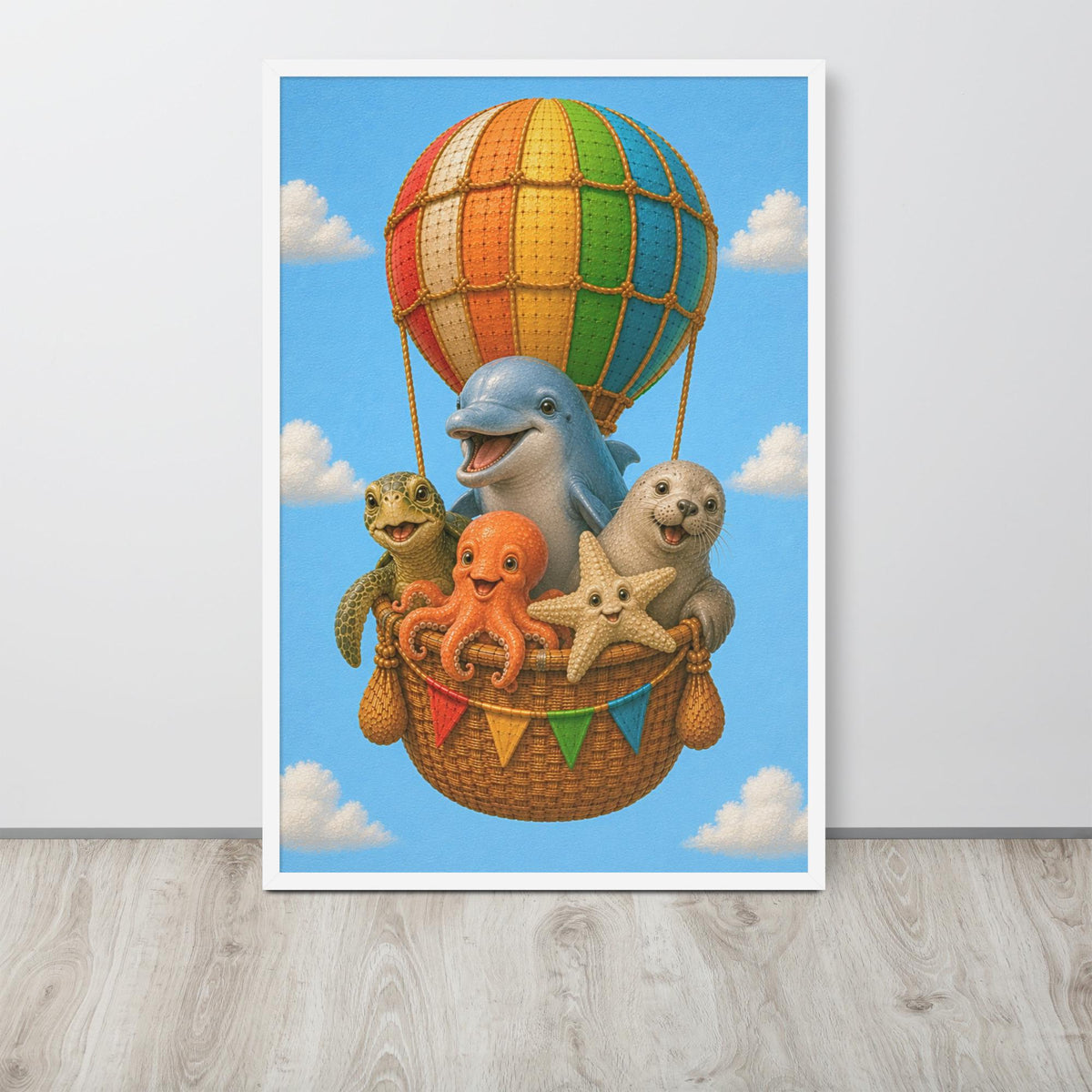 Ocean Animals Hot Air Balloon Nursery Wall Art with nursery wall art details, curated for ocean nursery prints interiors