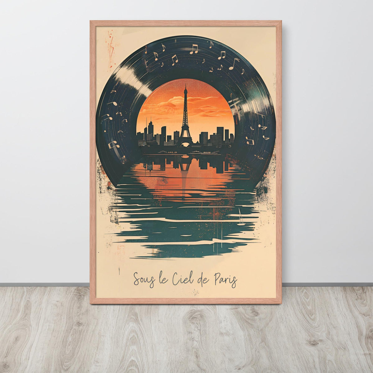 Paris France Vinyl Wall Art Print displayed in a modern room, ideal paris poster accent for vinyl poster