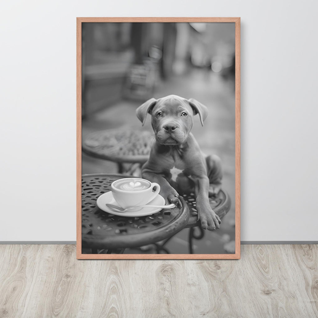 Pitbull Puppy Black & White Print with dog photography details, curated for pitbull wall art interiors