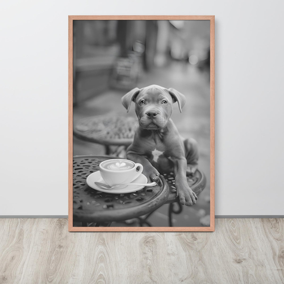 Pitbull Puppy Black & White Print with dog photography details, curated for pitbull wall art interiors