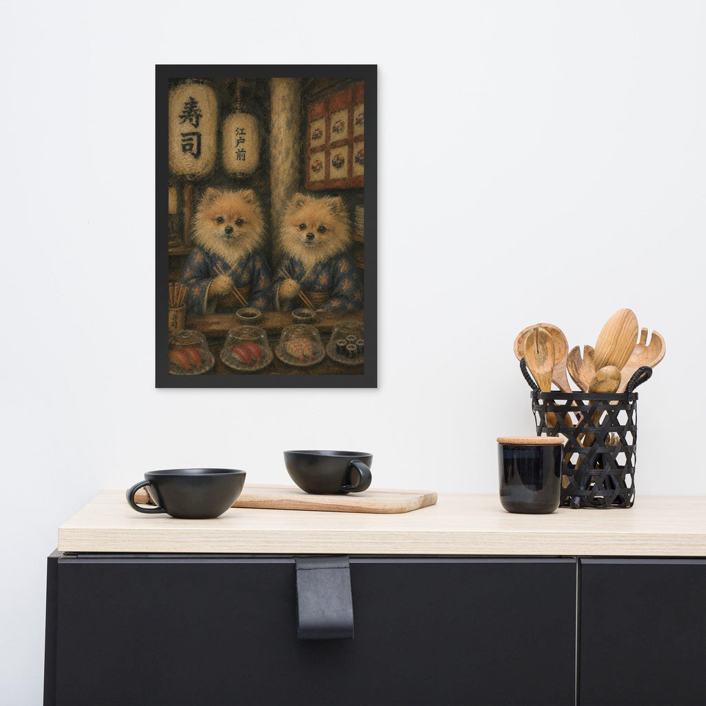 Pomeranian Japanese Bar Wall Art Print showcasing funny pomeranian, a great pick for pomeranian poster lovers