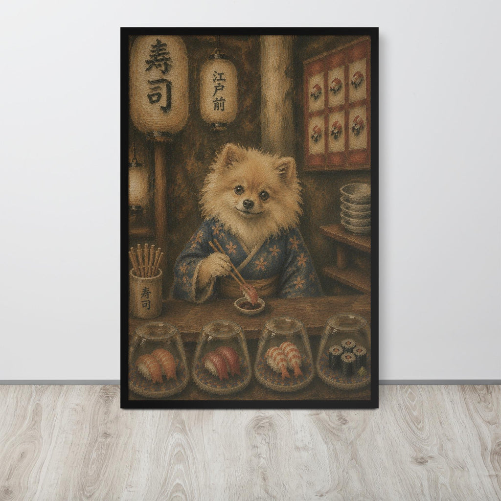 Pomeranian Japanese Bar Wall Art Print with pomeranian art details, curated for whimsical art interiors