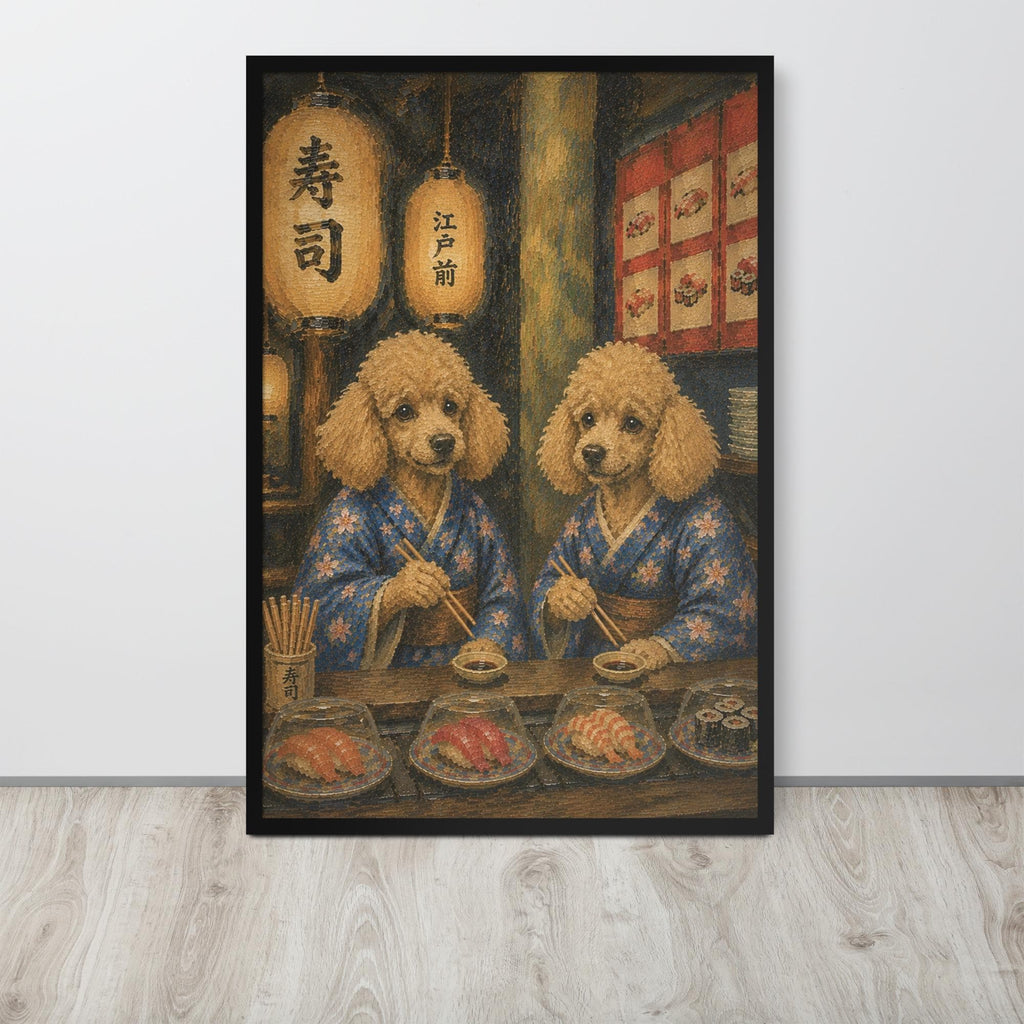 Poodle Japanese Bar Wall Art Print with poodle art details, curated for whimsical art interiors