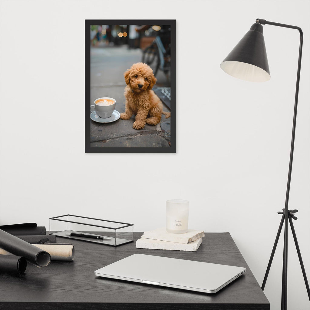 Poodle Puppy Coffee Poster showcasing coffee lover gift, a great pick for kitchen wall art lovers
