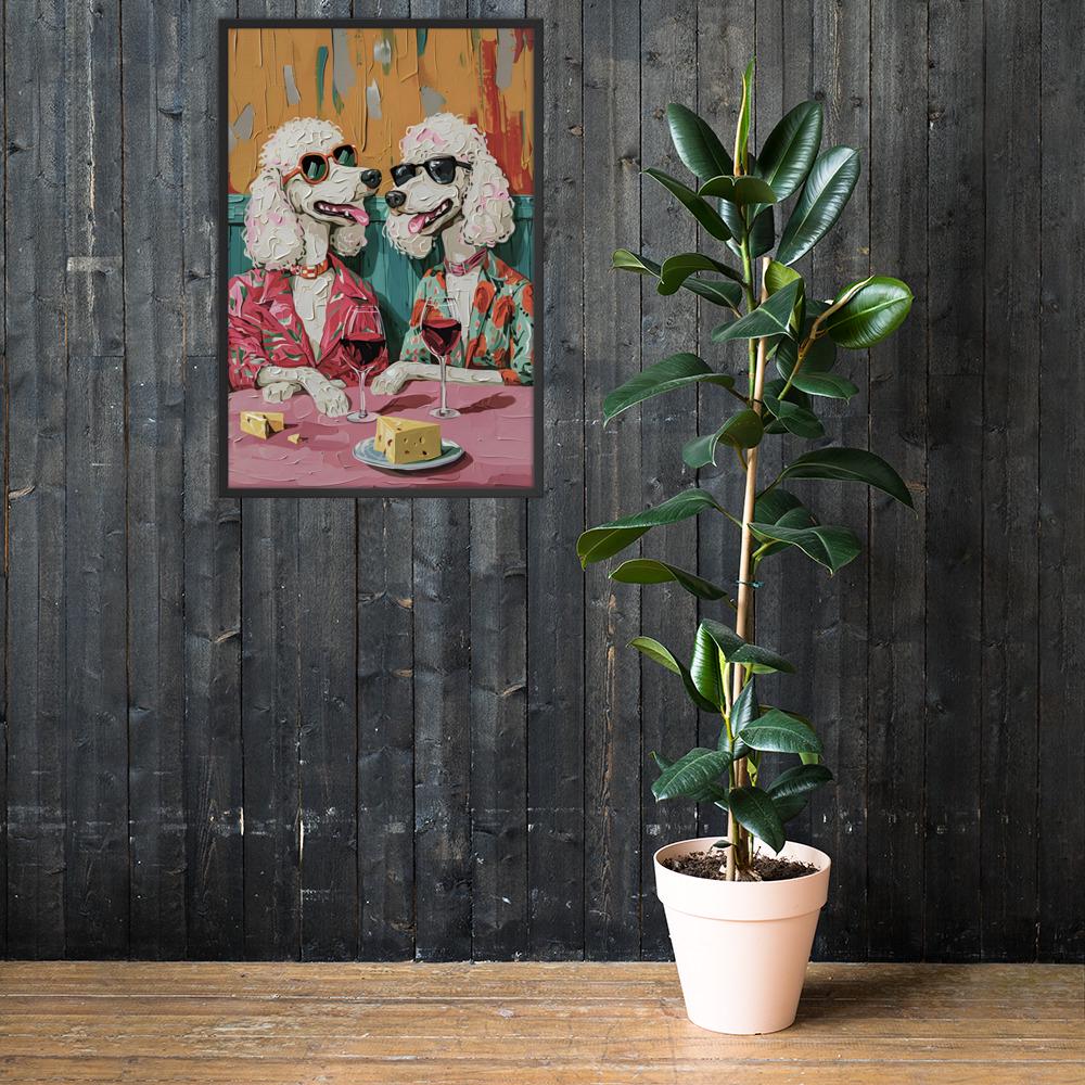 Poodle Oil Painting Style Wall Art mockup highlighting funny dog print and poodle painting style