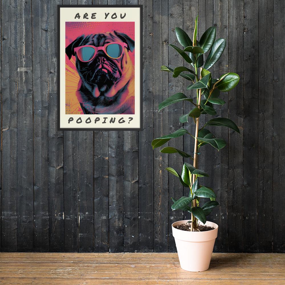 Pug Dog Bathroom Pop Art Print styled on a wall, blending funny bathroom art and funny toilet sign inspiration