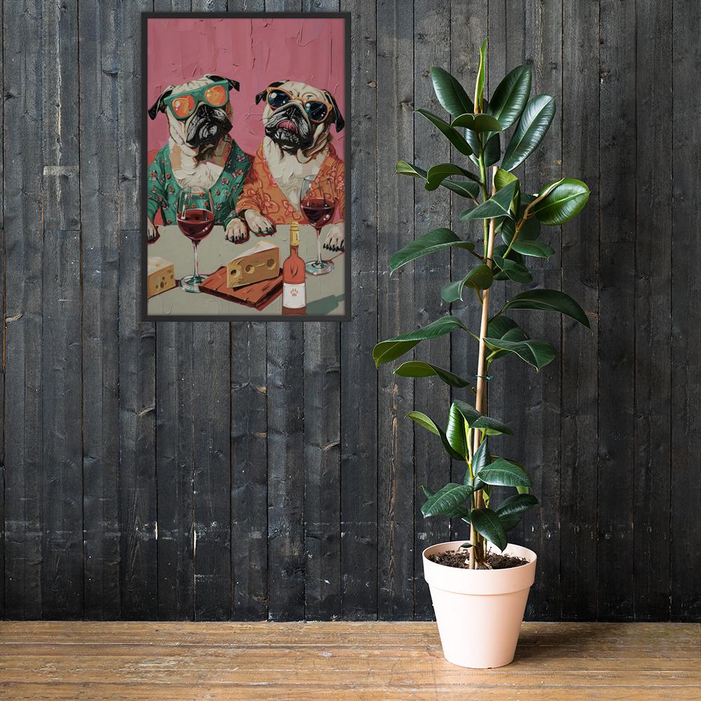 Pug Oil Painting Style Wall Art mockup highlighting funny dog print and pug painting style
