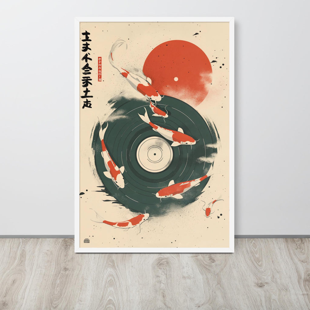 Retro Japanese Koi Vinyl Poster showcasing japanese vinyl, a great pick for koi fish wall art lovers