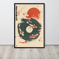 Retro Japanese Koi Vinyl Poster featuring japanese koi poster, perfect koi fish poster for home decor