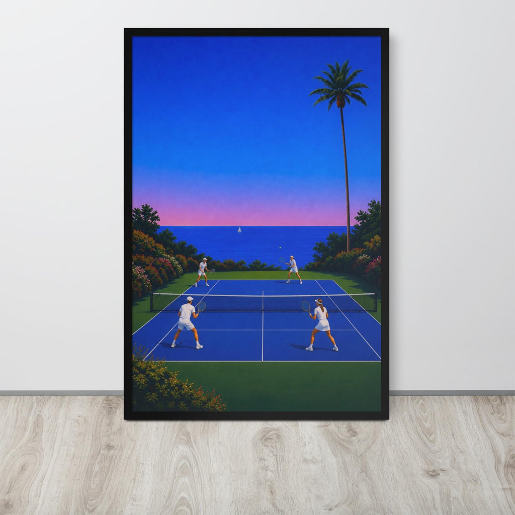 Retro Tennis Wall Art mockup highlighting hiroshi nagai art and tennis club art style