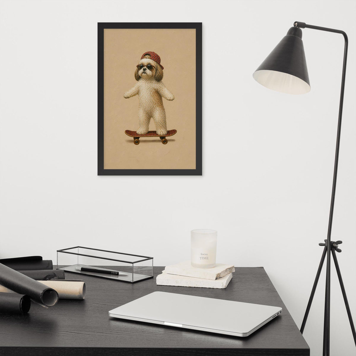 Shih Tzu Skateboard Wall Art showcasing funny dog gift, a great pick for shih tzu art lovers
