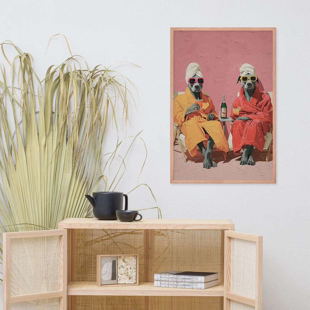 Staffy x Pitbull Spa Wall Art mockup highlighting funny pitbull poster and staffy bull terrier style