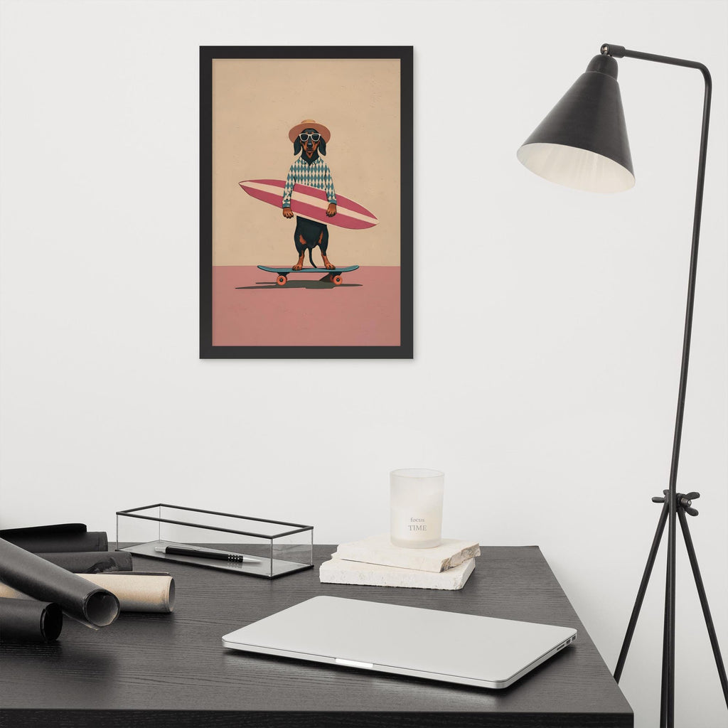 Minimalist Dog Wall Art Print styled on a wall, blending dachshund art and funky wall art inspiration