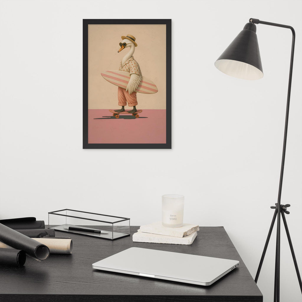 Vintage Swan Wall Art Print styled on a wall, blending bird print and swan poster inspiration