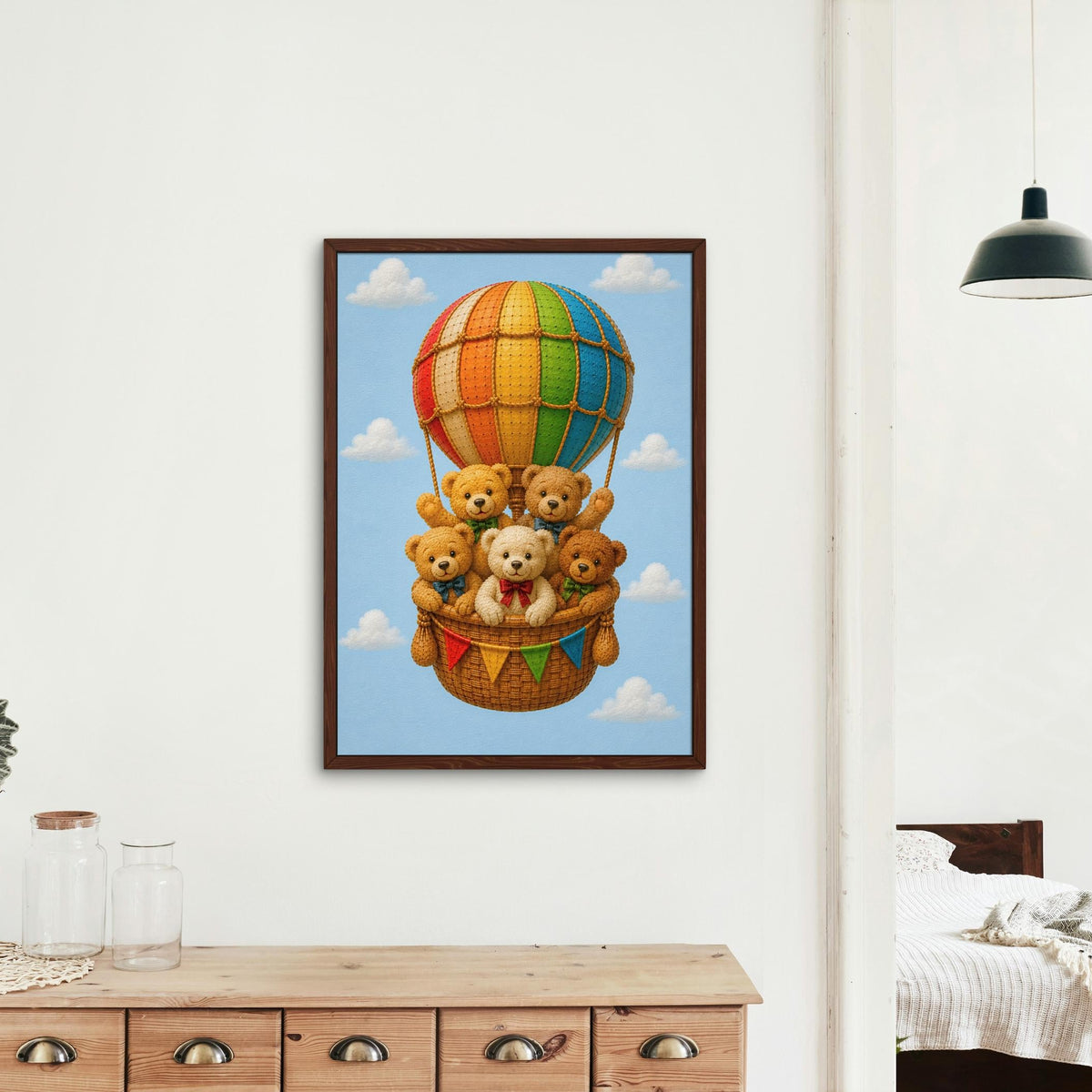 Teddy Bears Hot Air Balloon Nursery Wall Art featuring balloon nursery art, perfect teddy bear decor for home decor