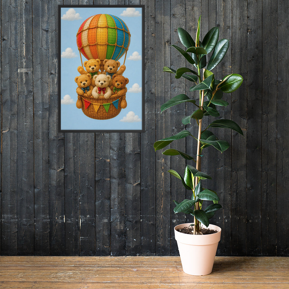 Teddy Bears Hot Air Balloon Nursery Wall Art Print
