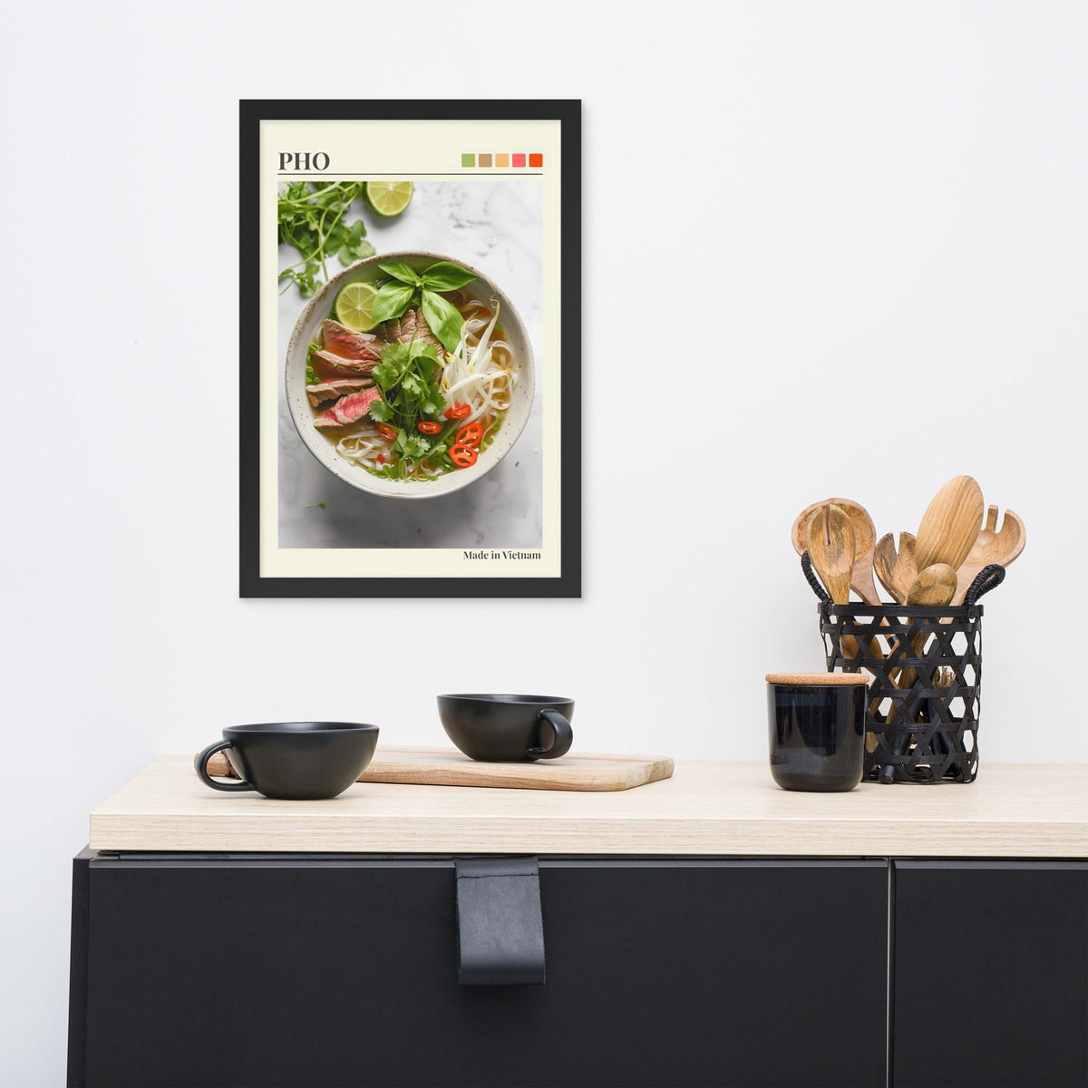 Vietnamese Pho Wall Art Print showcasing kitchen wall art, a great pick for restaurant wall art lovers