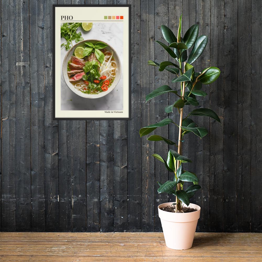Vietnamese Pho Wall Art Print mockup highlighting pho art and vietnamese food art style