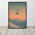 Vintage Japanese Ski Poster mockup highlighting japanese wall art and vintage mountain art style