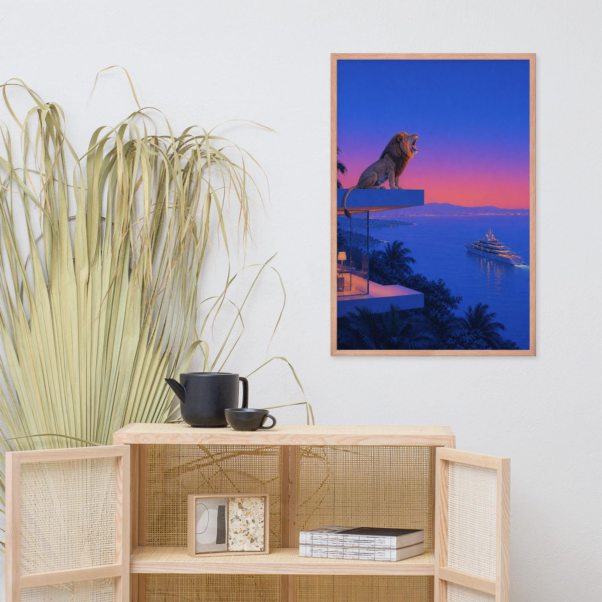 Vintage Lion Wall Art showcasing hiroshi nagai, a great pick for moody ocean art lovers