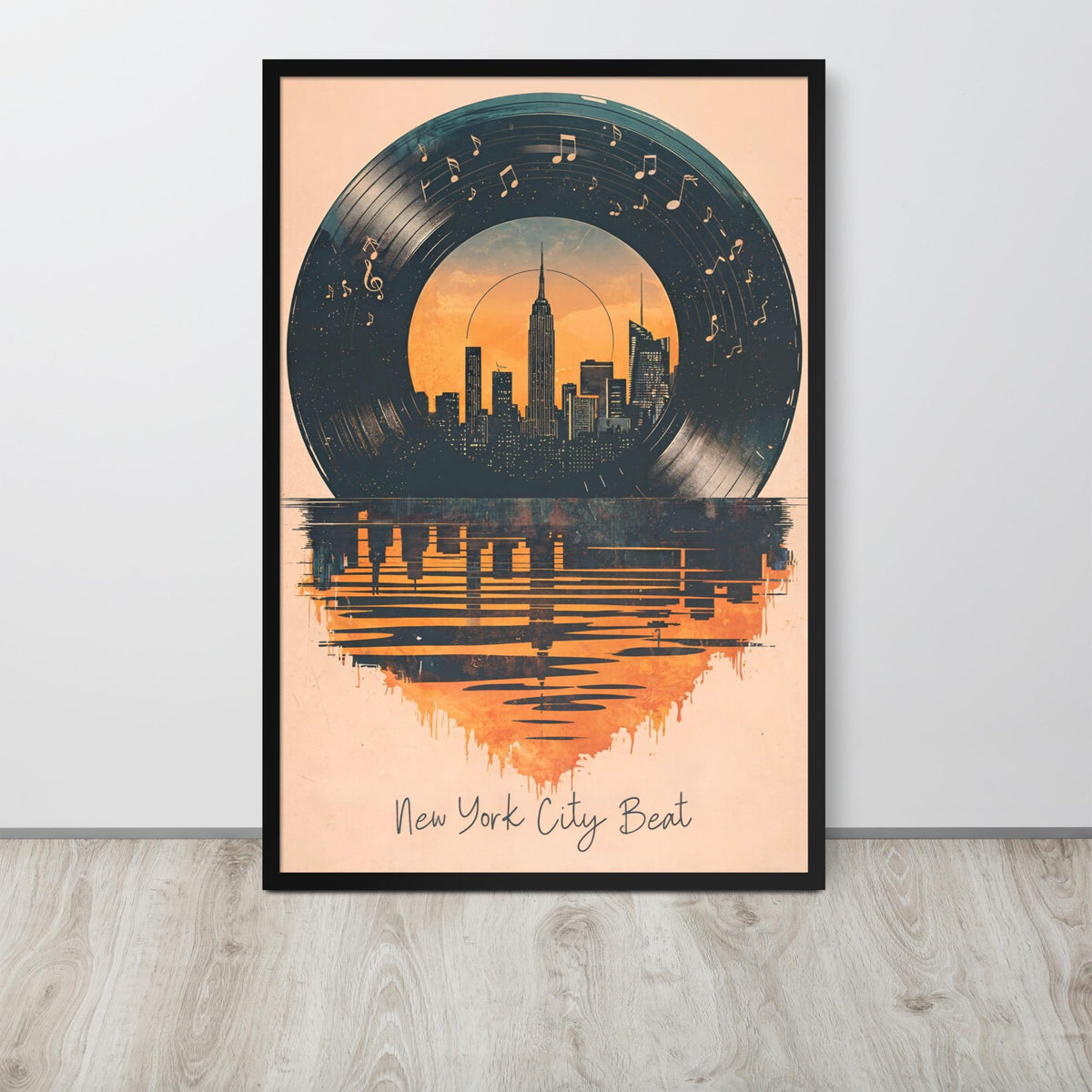 Vintage New York Vinyl Wall Art, Retro NYC Poster with new york print details, curated for vinyl record art interiors