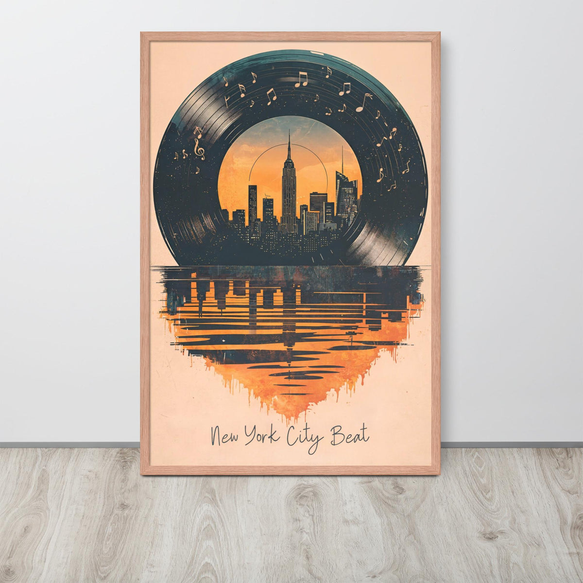 Vintage New York Vinyl Wall Art, Retro NYC Poster displayed in a modern room, ideal new york poster accent for vinyl poster