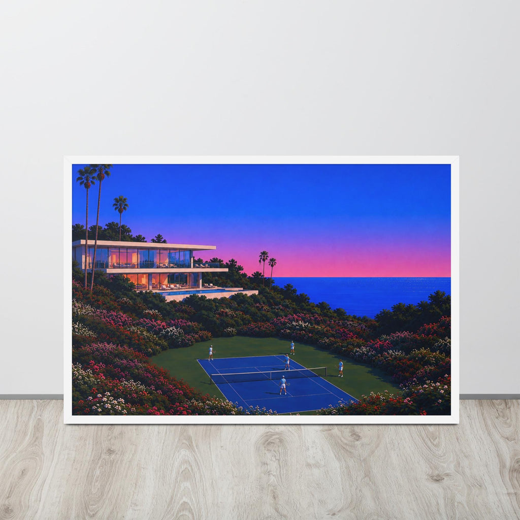 Vintage Tennis Wall Art mockup highlighting hiroshi nagai tennis and tennis wall art style