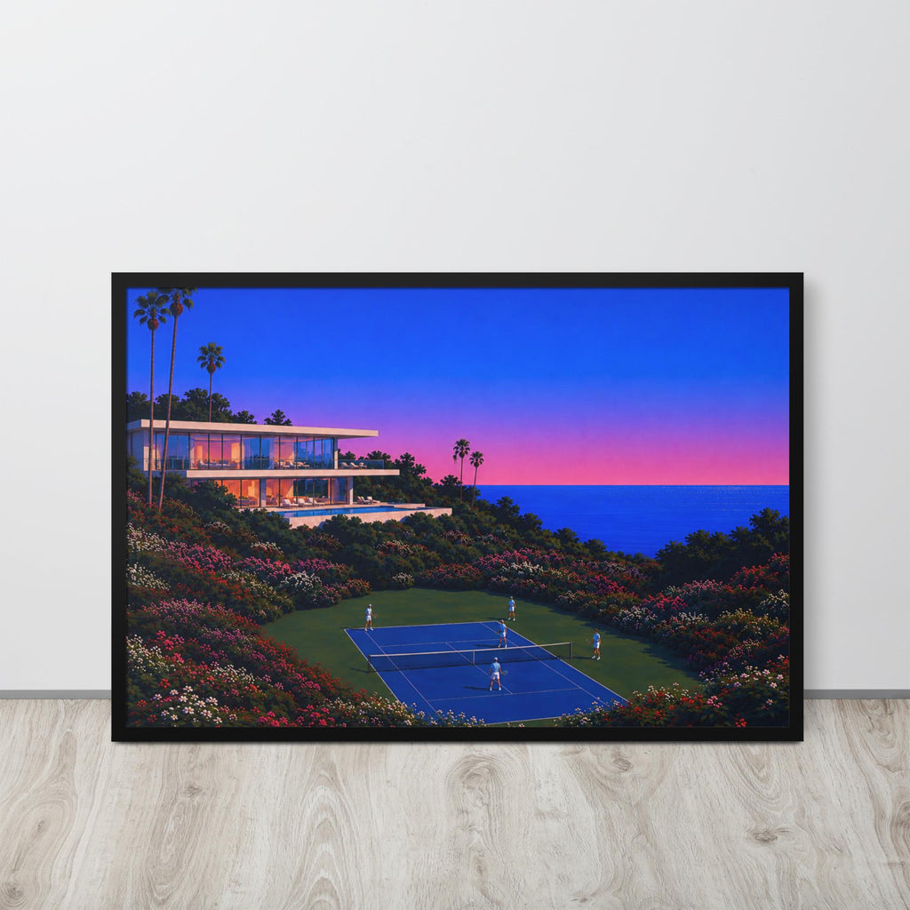 Vintage Tennis Wall Art displayed in a modern room, ideal japanese wall art accent for vice city poster