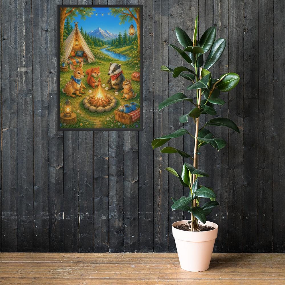 Woodland Nursery Wall Art styled on a wall, blending baby woodland and farmyard nursery inspiration