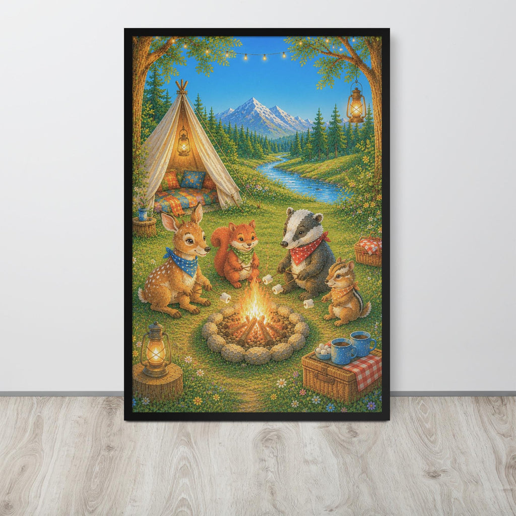Woodland Nursery Wall Art mockup highlighting camping nursery and nursery wall art style
