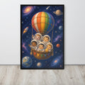 Space Astronauts Hot Air Balloon Nursery Wall Art mockup highlighting nursery wall art and space painting style